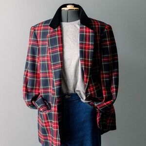 Women's 90's Vintage Plaid Academia Blazer